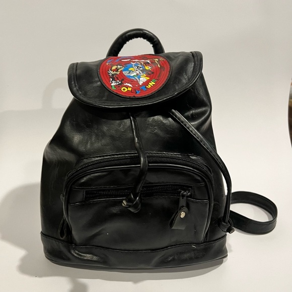 Looney Tunes Vintage 90’s Faux Leather Black Mini Backpack - Picture 1 of 4